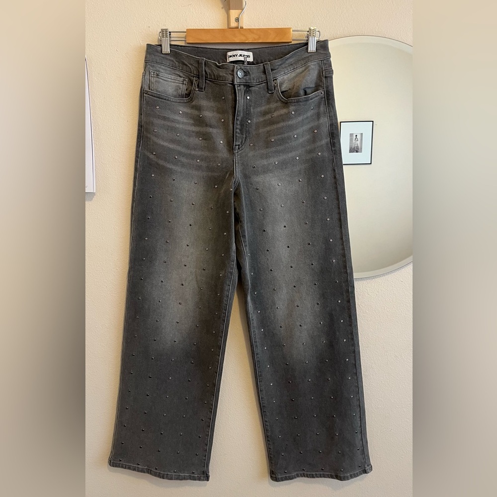 DKNY Gray Jeans with Silver Studs